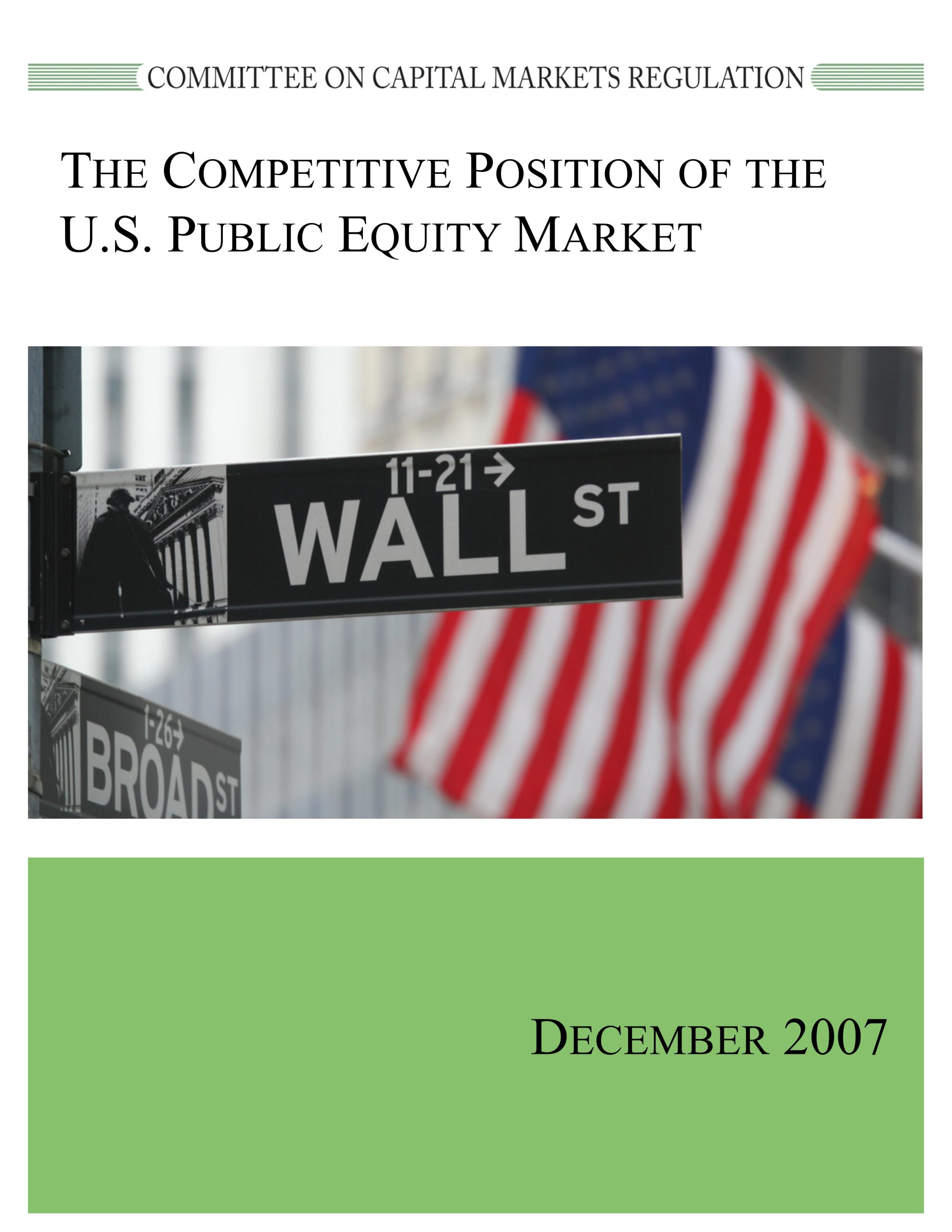 Report: The Competitive Position of the U.S Public Equity Market