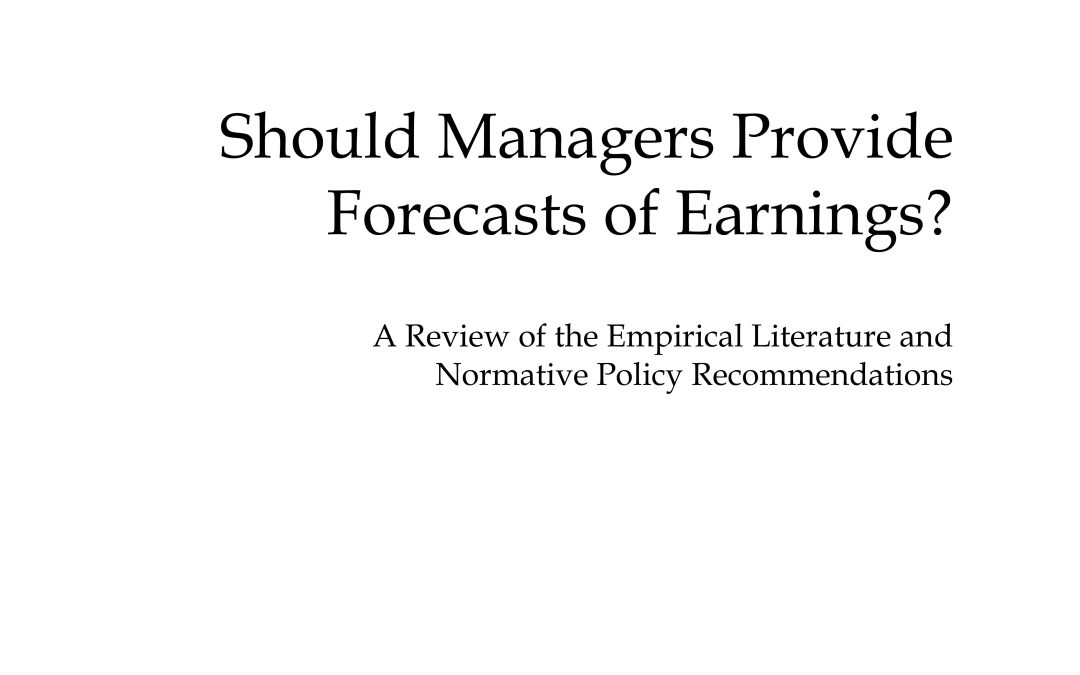 Report: Commission Study Finds Net Benefit to Management Forecasts of Earnings
