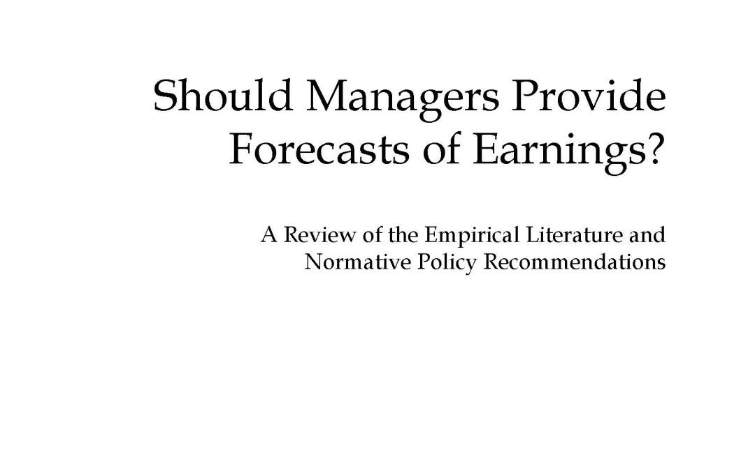 Report: Commission Study Finds Net Benefit to Management Forecasts of Earnings