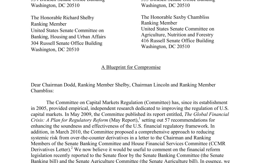 Report: A Blueprint for Compromise on Financial Reform
