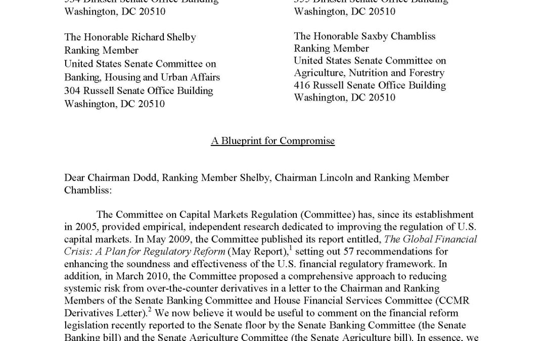 Report: A Blueprint for Compromise on Financial Reform