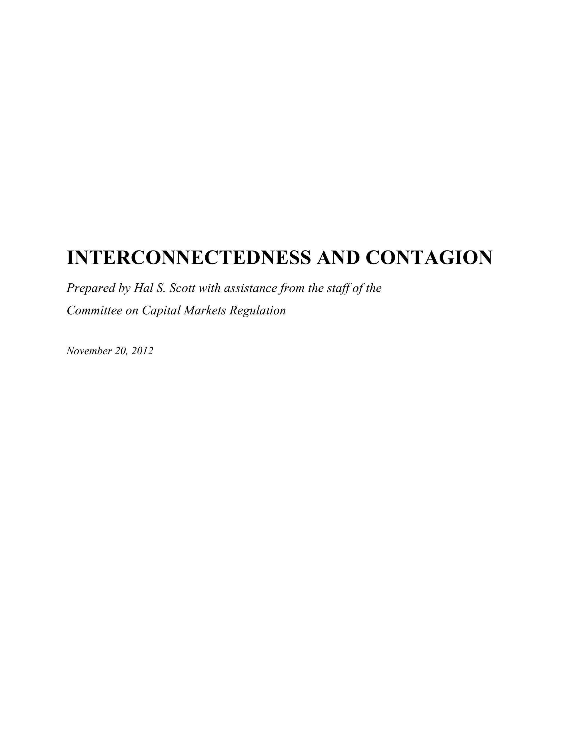 Hal S. Scott Releases Discussion Paper Examining Interconnectedness and Contagion in the Financial System