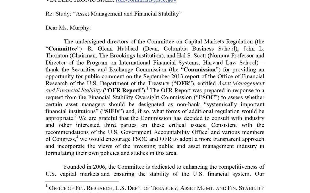 Comment Letter to SEC on OFR Asset Management Report
