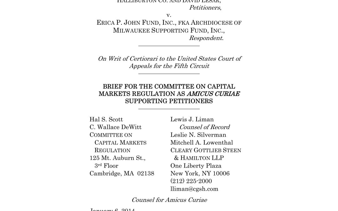 Report: Amicus Brief with Supreme Court on Costs of Securities Class Actions Lawsuits