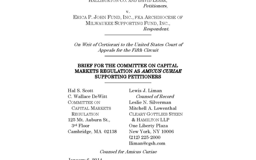 Report: Amicus Brief with Supreme Court on Costs of Securities Class Actions Lawsuits