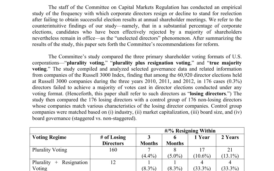 Statement on Unelected Directors