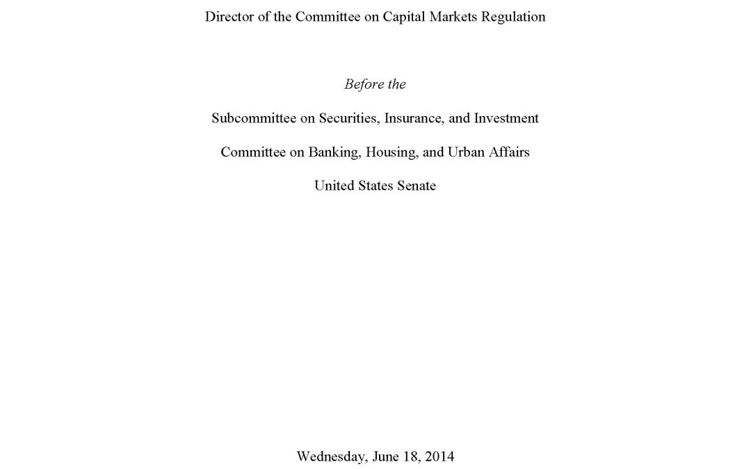 Hal S. Scott Testifies Before U.S. Senate Subcommittee on Securities, Insurance, and Investment at Hearing on “High Frequency Trading’s Impact on The Economy”