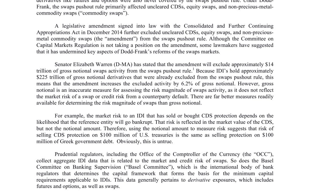 Nothing But the Facts Statement: Swaps Push-out Rule