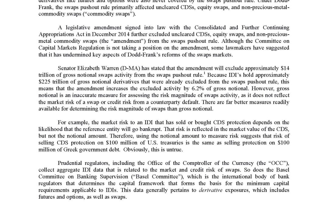Nothing But the Facts Statement: Swaps Push-out Rule