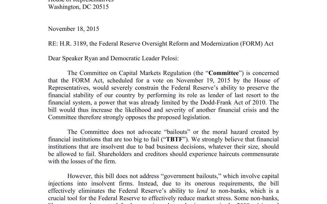 Letter to Congress on the FORM Act