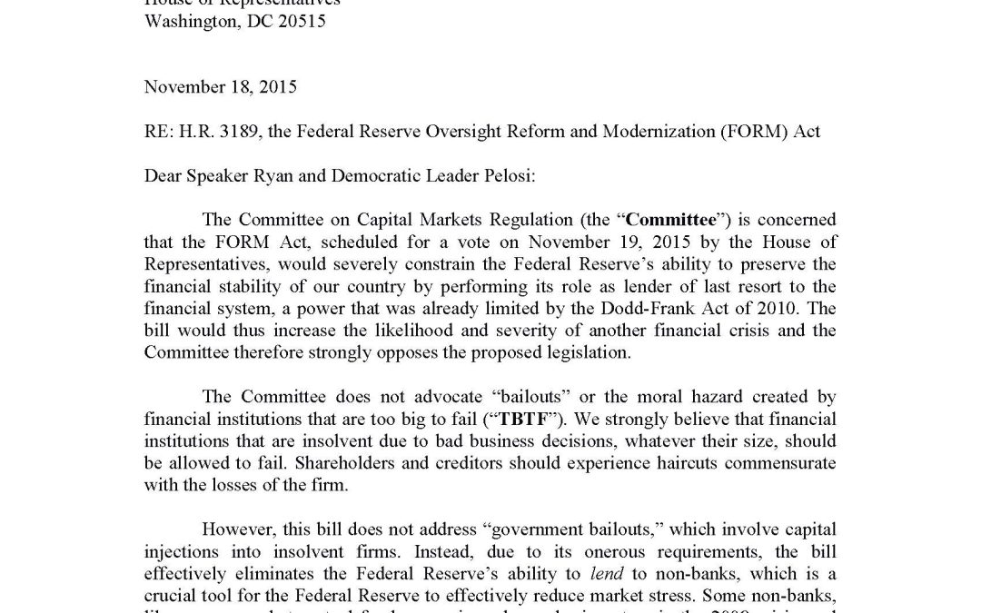 Letter to Congress on the FORM Act