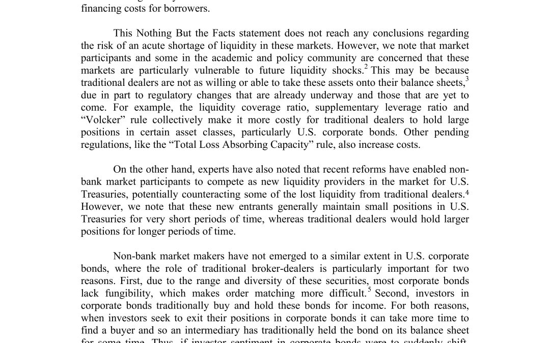Nothing But the Facts Statement: U.S. Bond Market Liquidity
