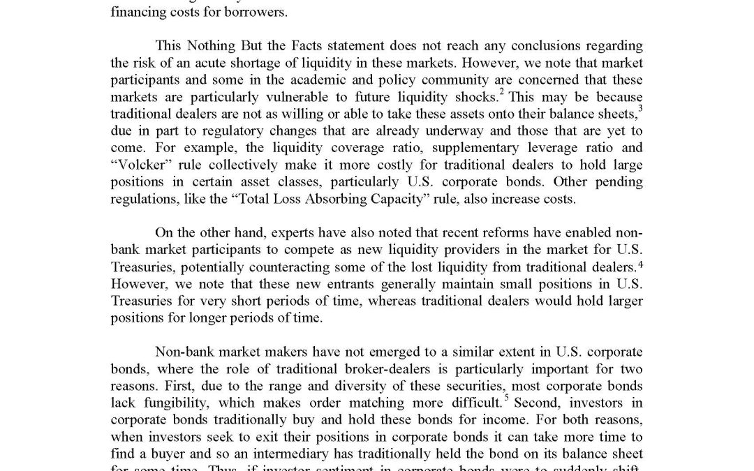 Nothing But the Facts Statement: U.S. Bond Market Liquidity