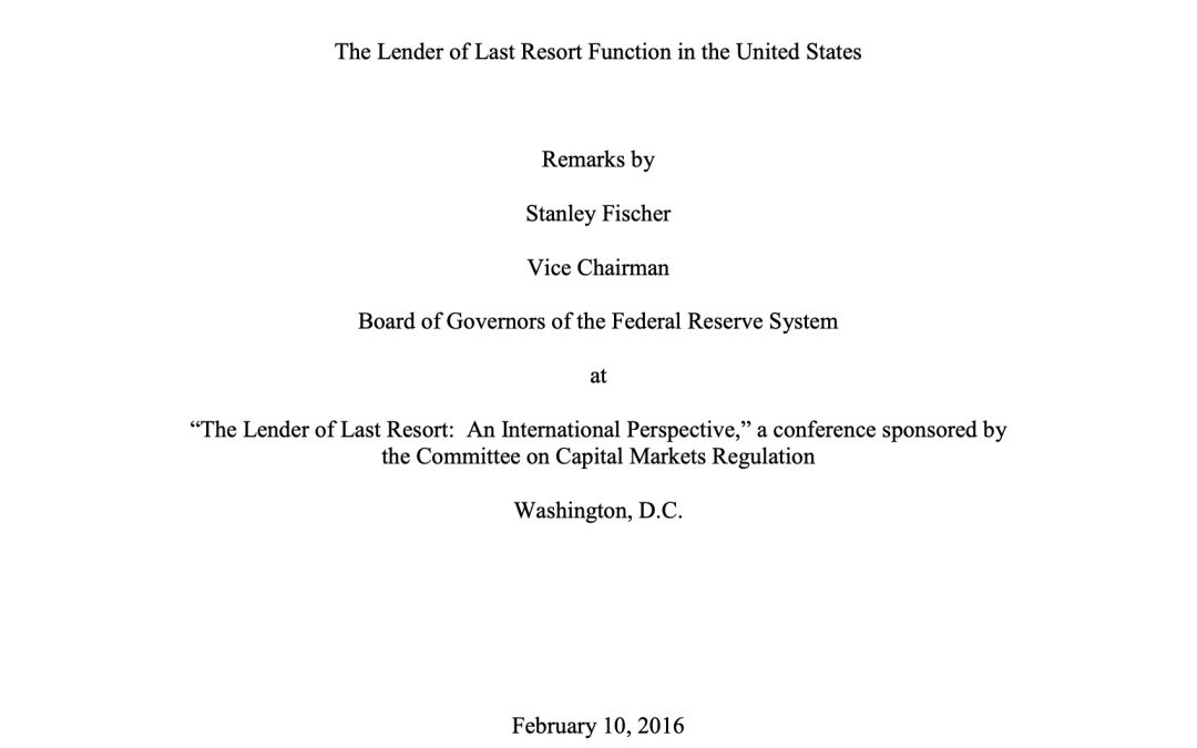 Committee Hosts Lender of Last Resort Conference