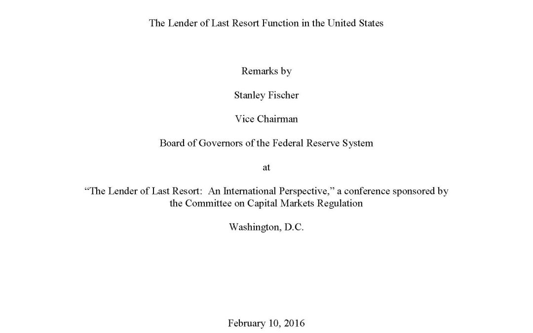Committee Hosts Lender of Last Resort Conference