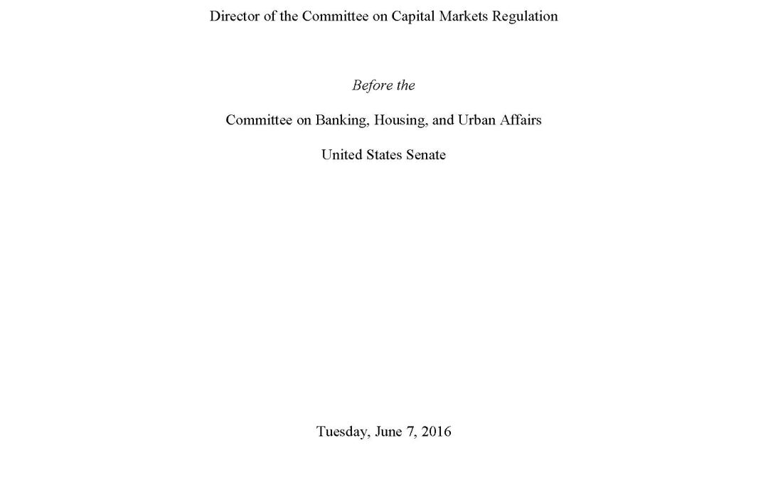Hal Scott Testifies Before Senate Banking Committee on Bank Capital and Liquidity Regulation