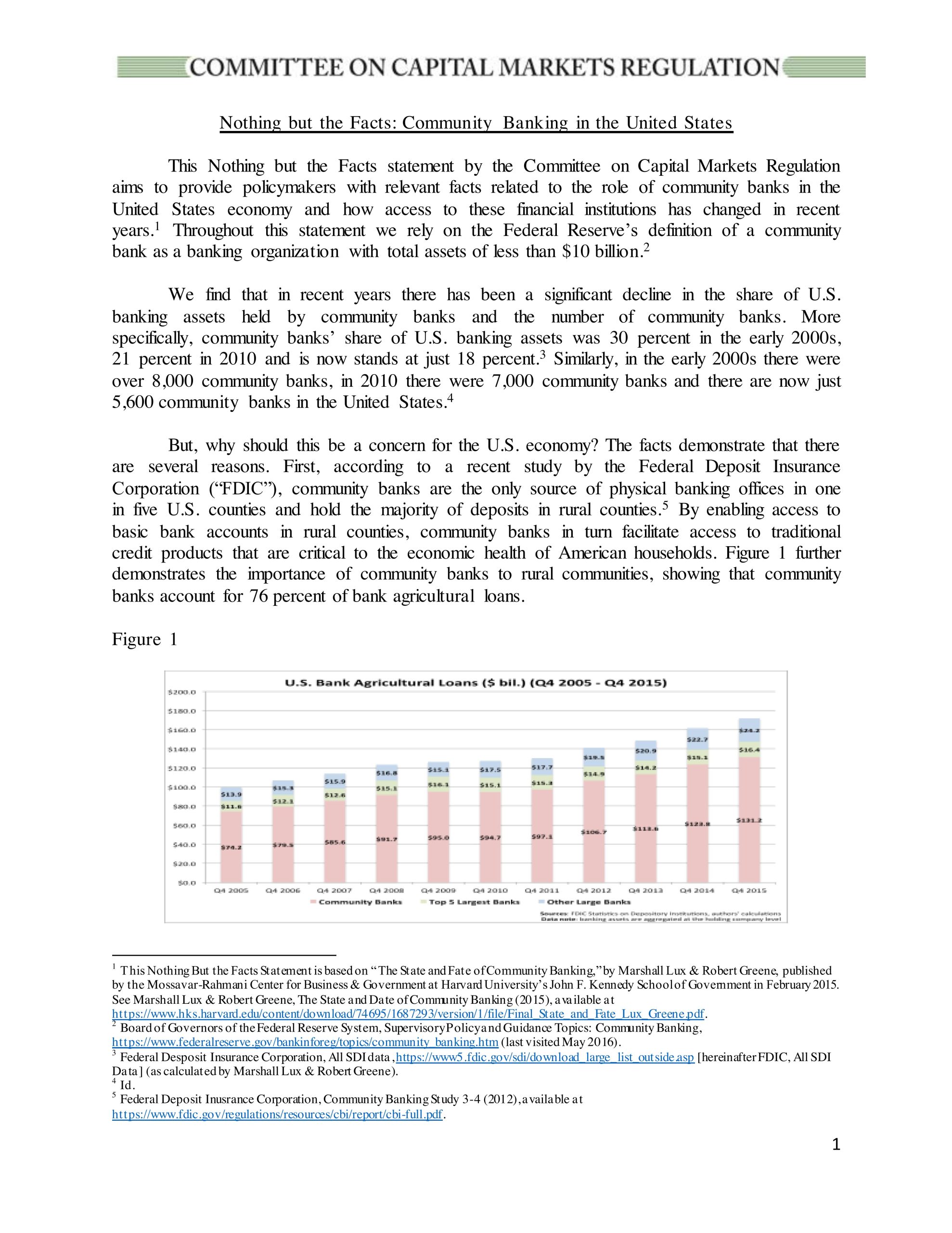 Nothing But the Facts Statement: Community Banking