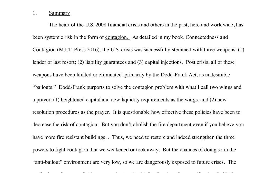 Report: Hal S. Scott Delivers Speech to International Monetary Fund on Connectedness and Contagion