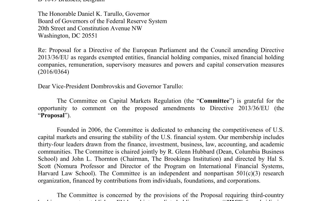 Comment Letter to the European Commission on IHC mandate
