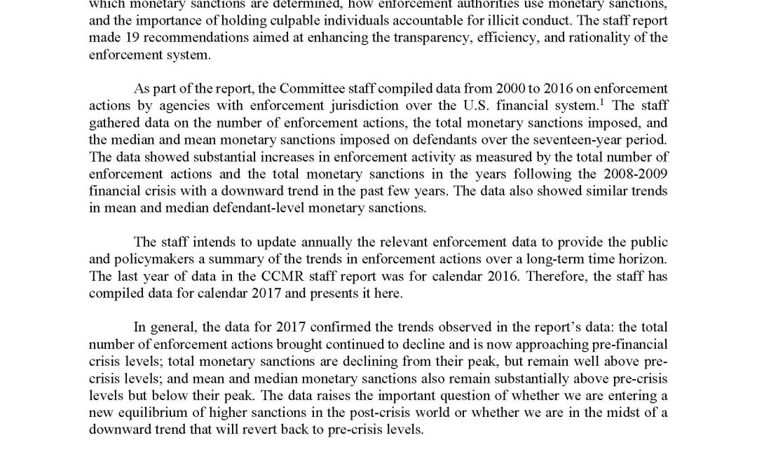 Report: Update on Financial Penalties by U.S. Enforcement Agencies