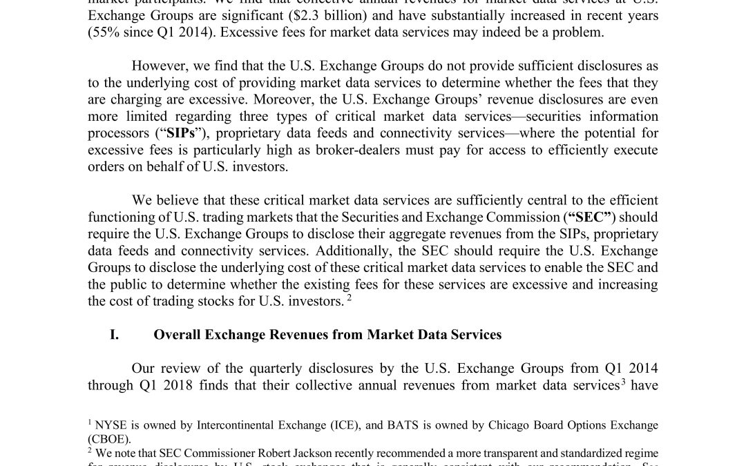 Statement on Stock Market Data: A Call for Transparency to Assess Impact on U.S. Investors