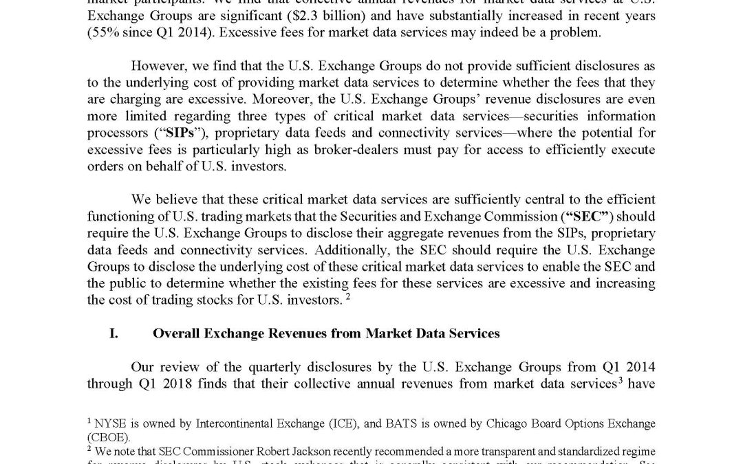 Statement on Stock Market Data: A Call for Transparency to Assess Impact on U.S. Investors