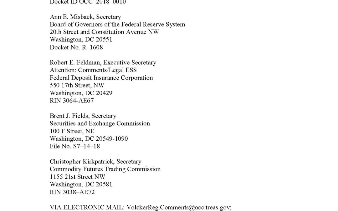 Comment Letter on Proposed Amendments to the Regulations Implementing the Volcker Rule