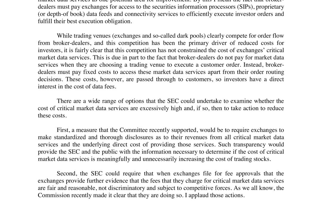 Hal S. Scott, President of the Committee on Capital Markets Regulation, Participates on SEC Roundtable Panel on Market Data and Market Access