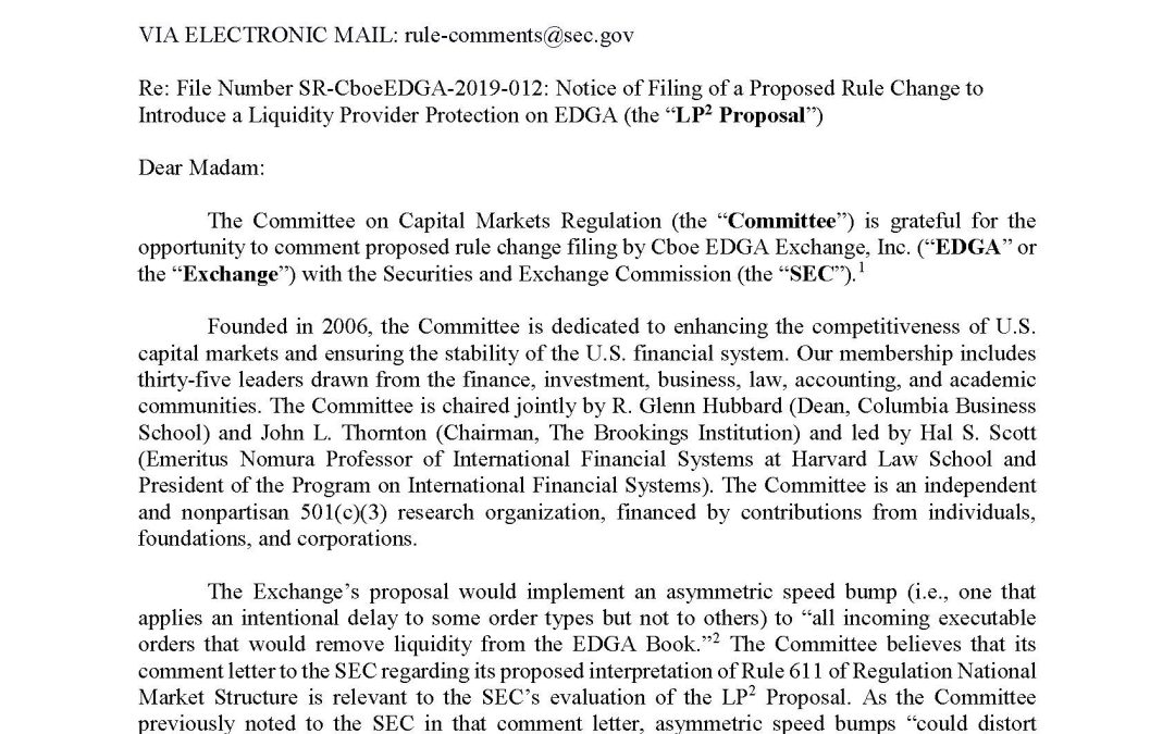 Comment Letter to SEC Regarding the Proposed Rule Change to Introduce a Liquidity Provider Protection Feature on Cboe EDGA Equities Exchange