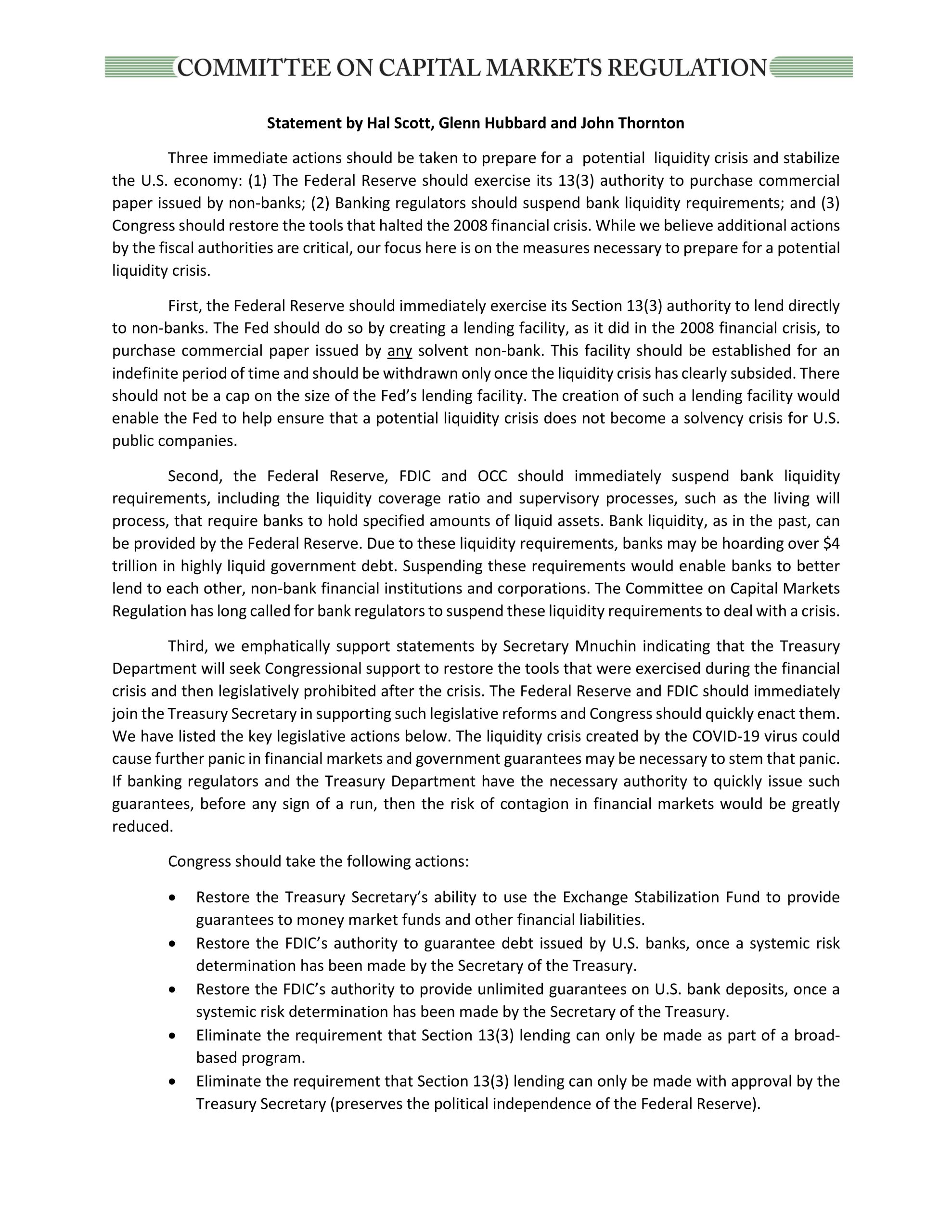 Response to Covid-19 Crisis