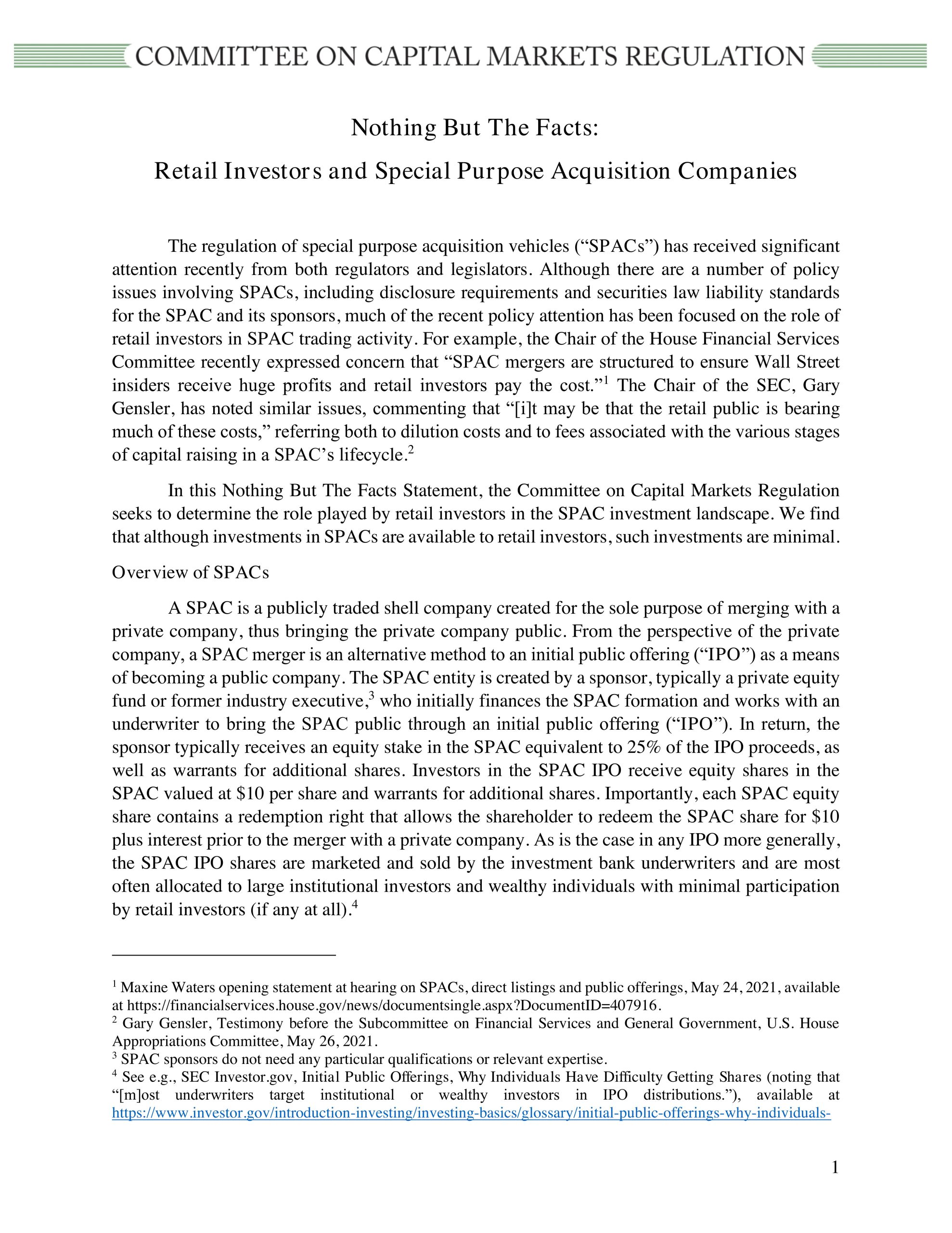 Retail Investors and SPACs