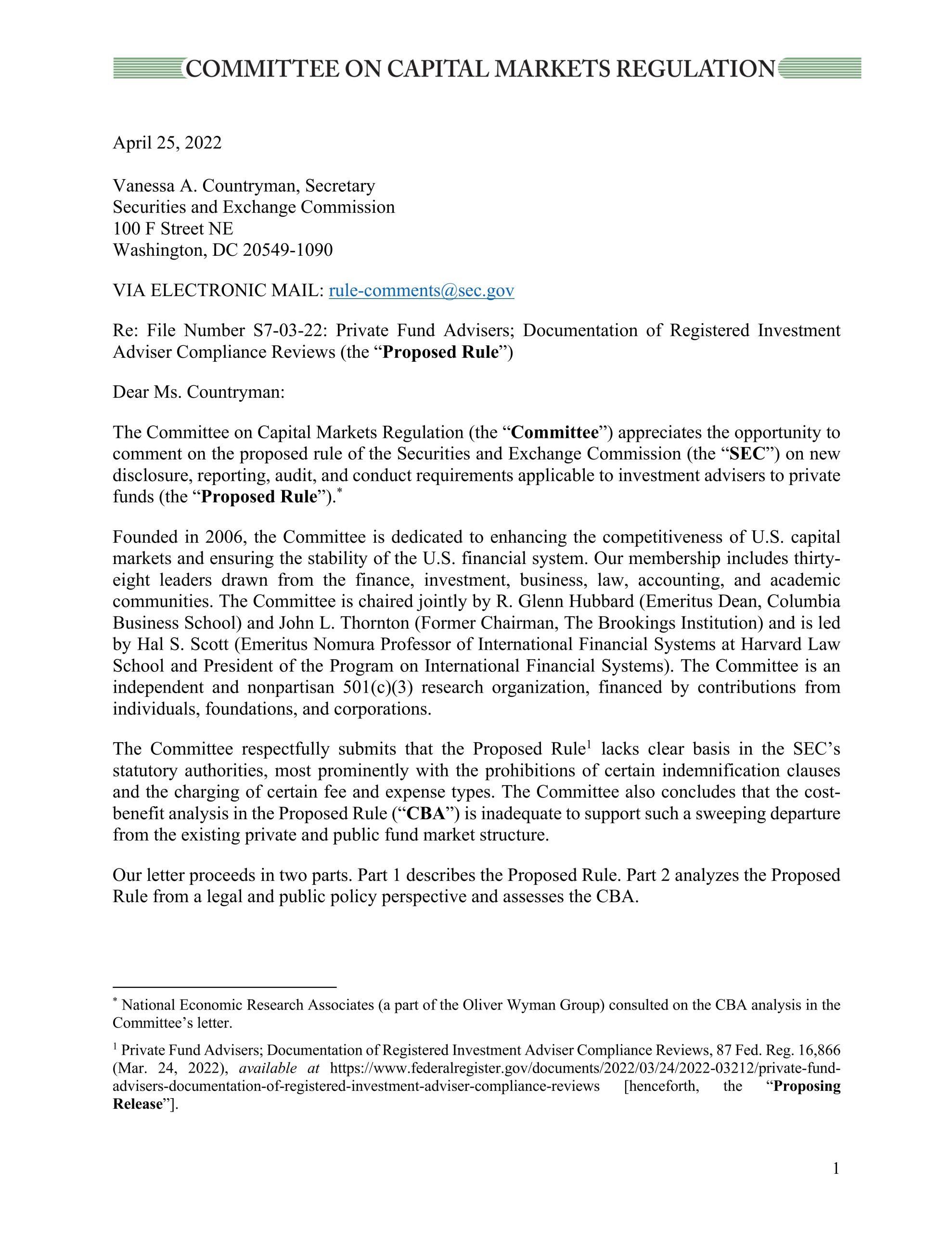 Comment Letter on the SEC’s Private Funds Proposal