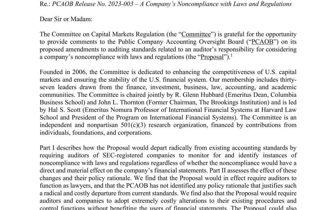 Comment Letter on PCAOB’s Proposed Amendments to Public Company Auditing Standards