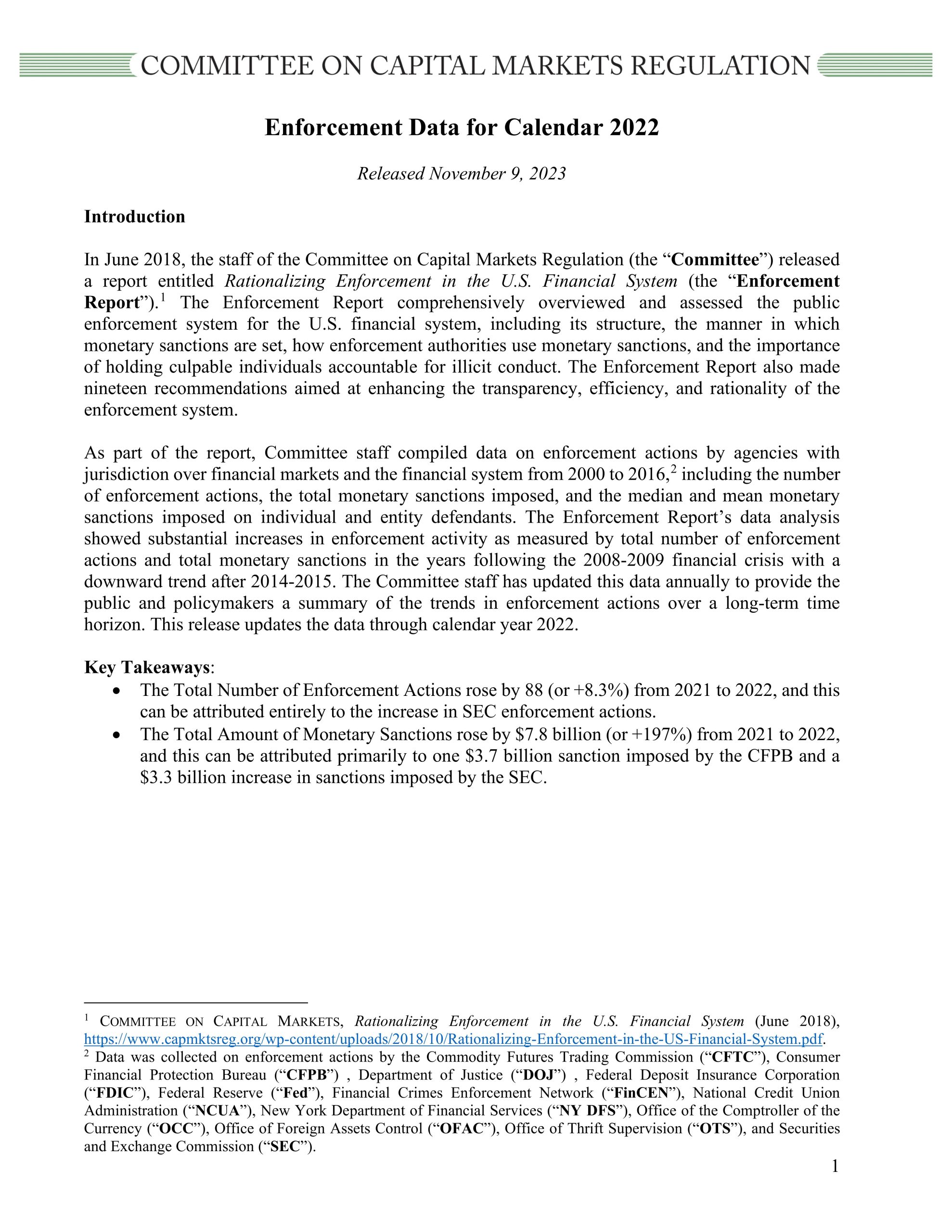 Report: Enforcement Data for Calendar 2022