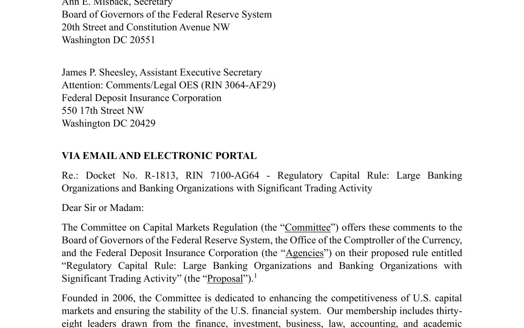 Comment Letter on Basel Finalization