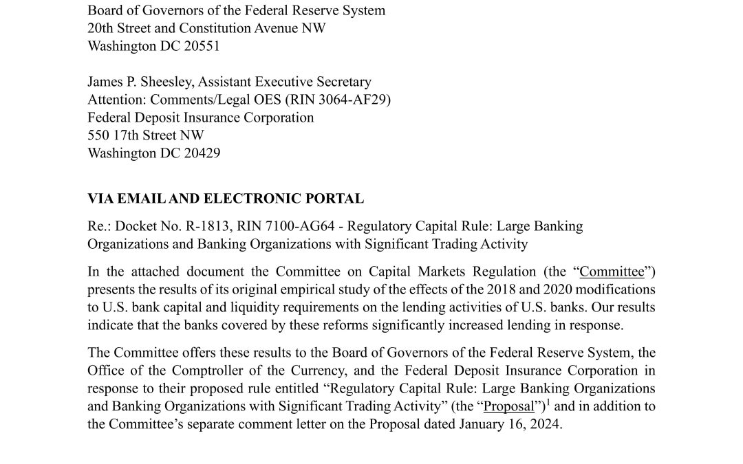 Study: The 2018 & 2020 Capital and Liquidity Reforms and Bank Lending