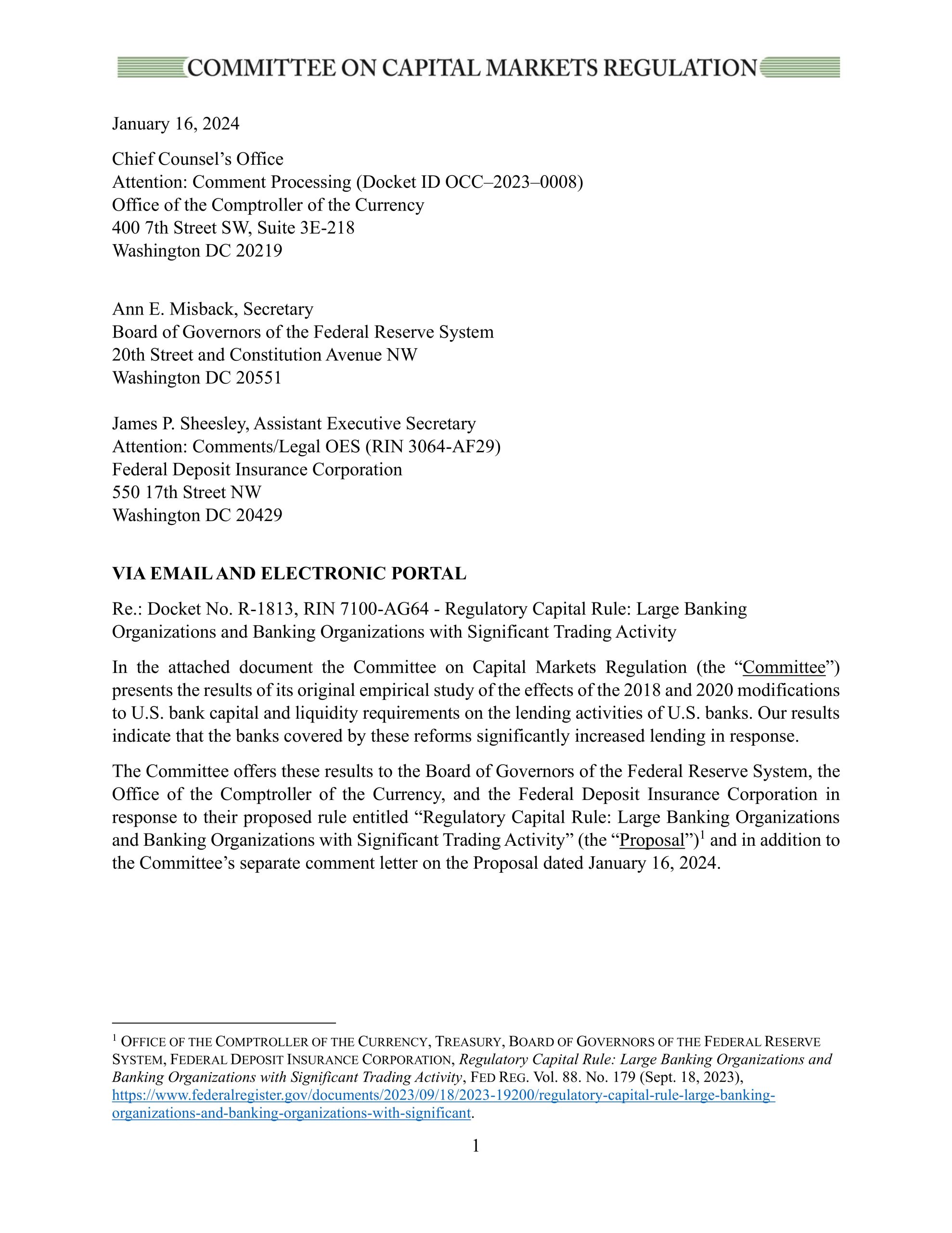 Study: The 2018 & 2020 Capital and Liquidity Reforms and Bank Lending