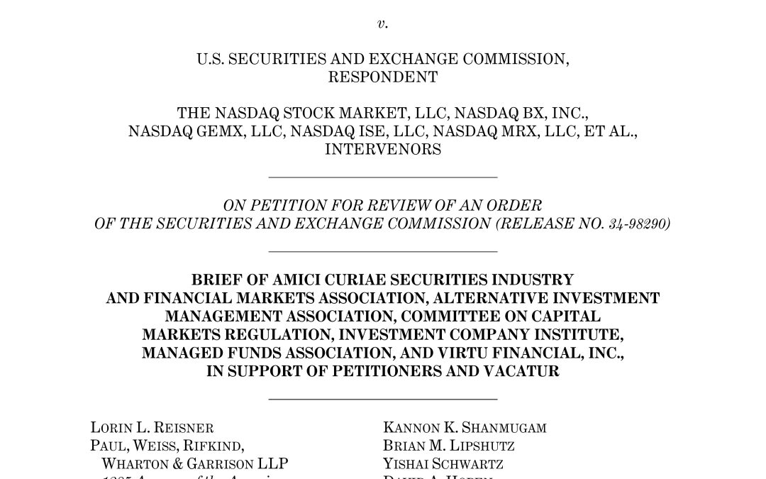 Committee Joins Amicus Brief Challenging Consolidated Audit Trail Funding Model