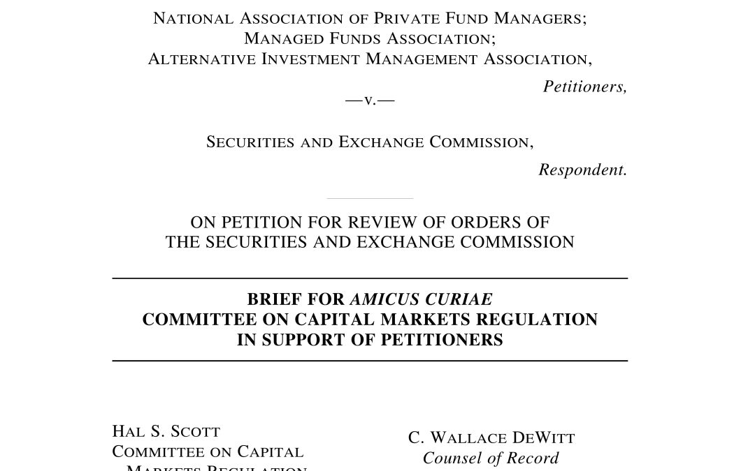 Committee Files Amicus Brief Challenging the SEC’s Securities Lending Rule
