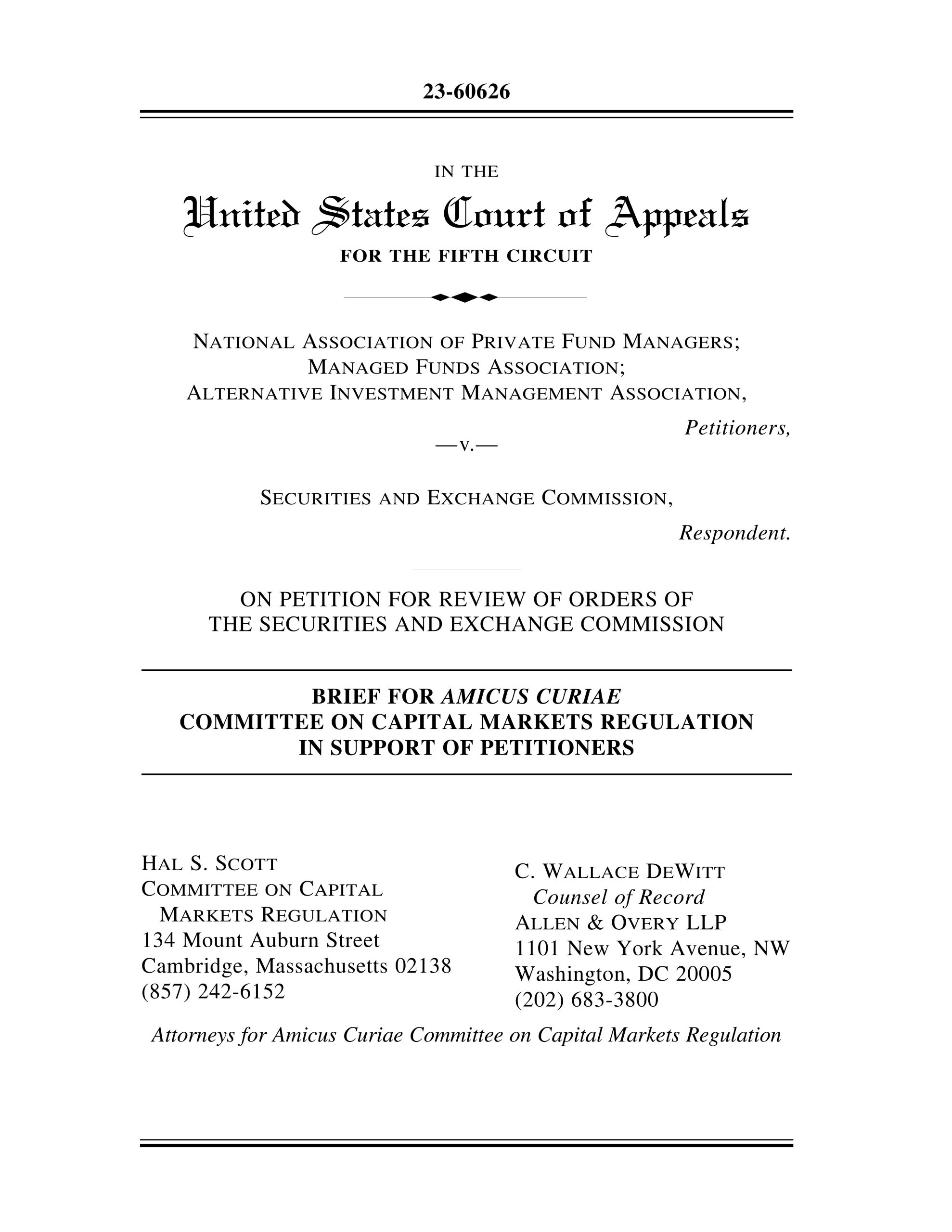 Committee Files Amicus Brief Challenging the SEC’s Securities Lending Rule