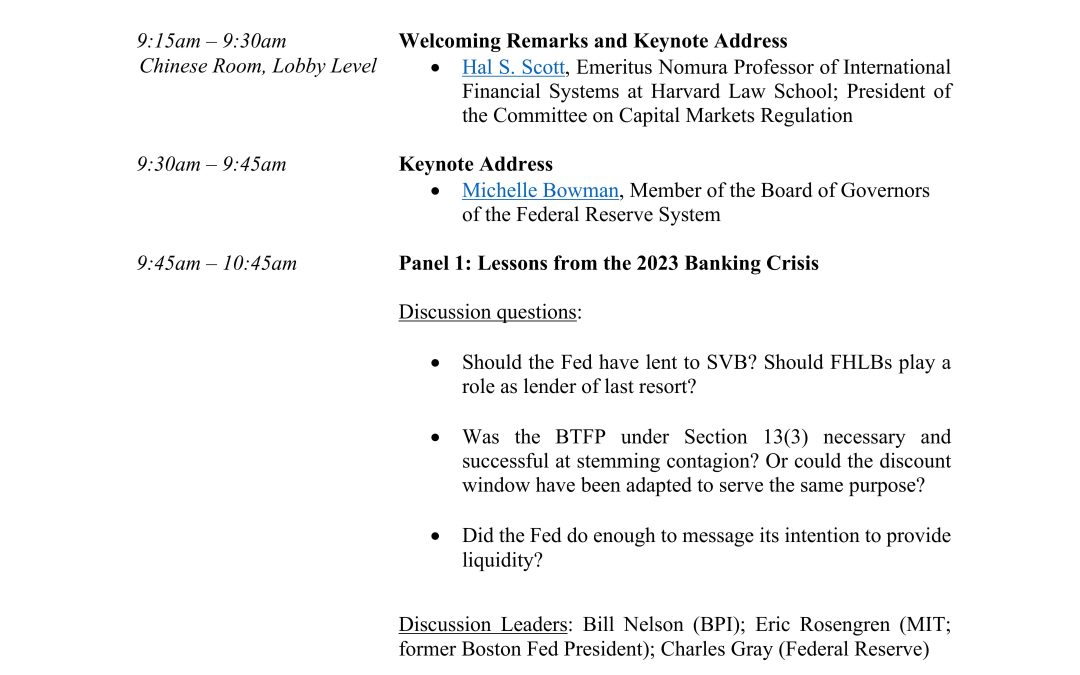 Committee Hosts Roundtable on Lender of Last Resort: The 2023 Banking Crisis and COVID