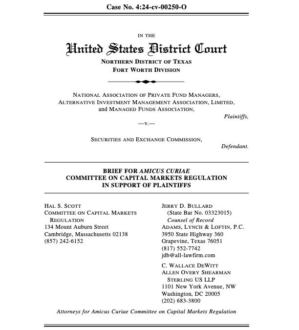 Committee Files Amicus Brief Challenging the SEC’s Dealer Rule