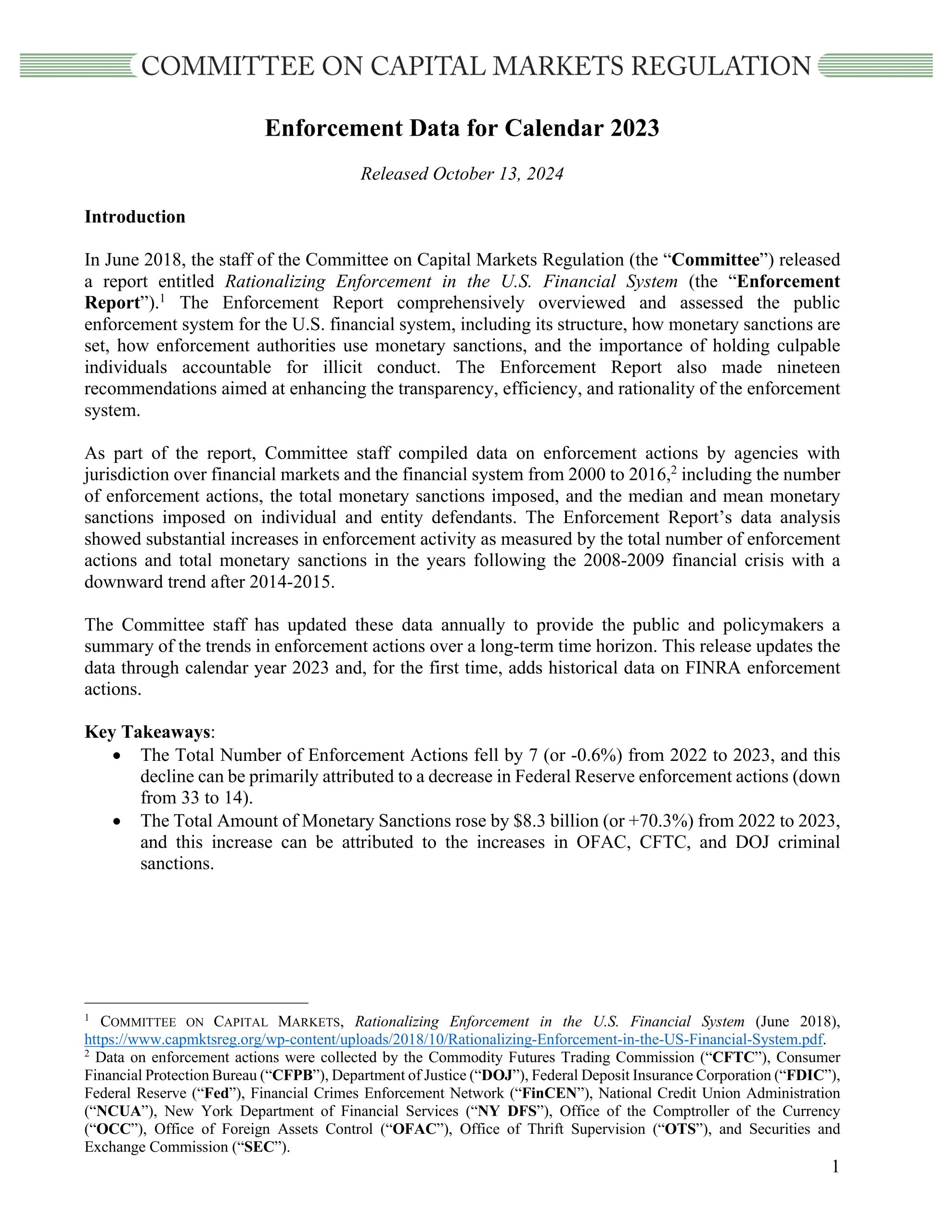 Report: Enforcement Data for Calendar 2023
