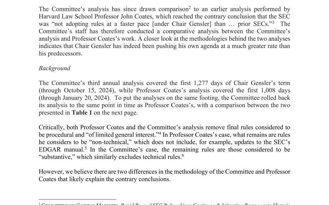 SEC Rulemaking Pace: Methodology Comparison