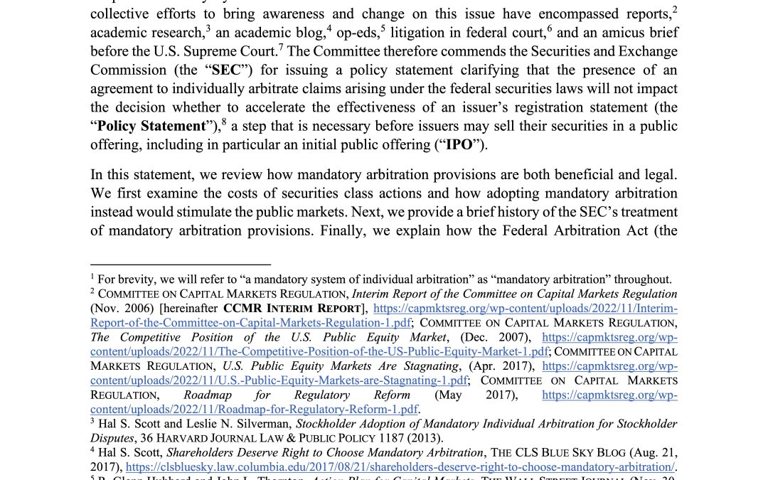 CCMR Statement on Mandatory Individual Arbitration